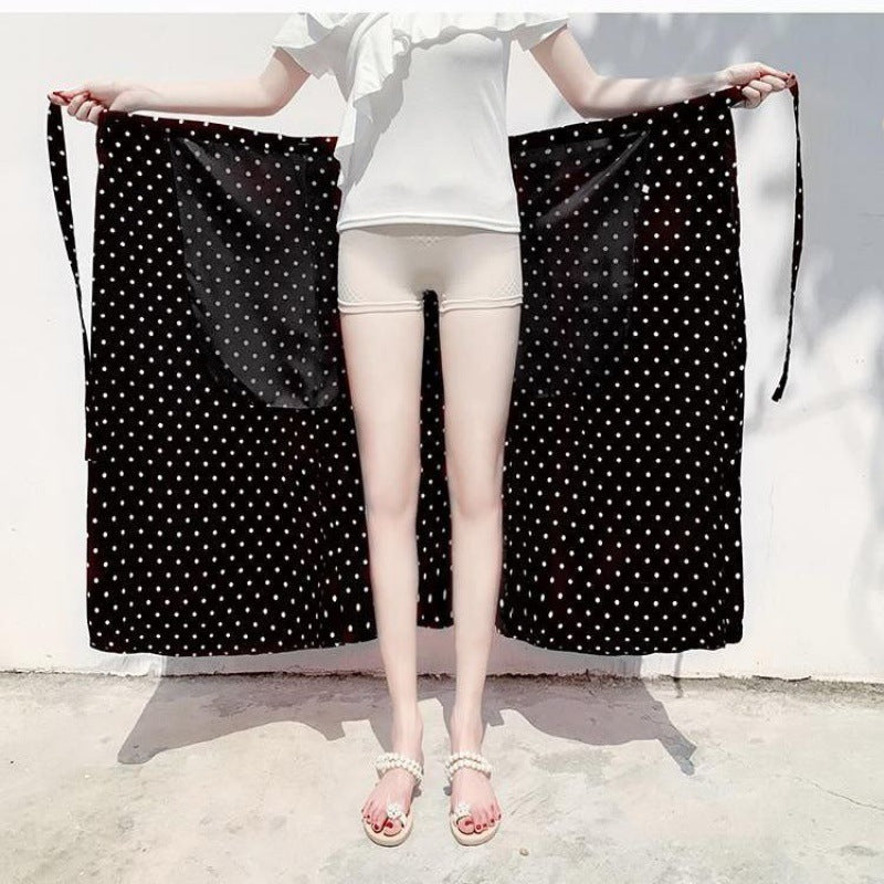 High Waist Chiffon A-Line Skirt with Lining