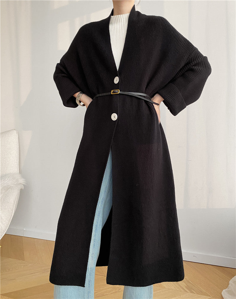 Mid-Length Cardigan Sweater Coat for Women