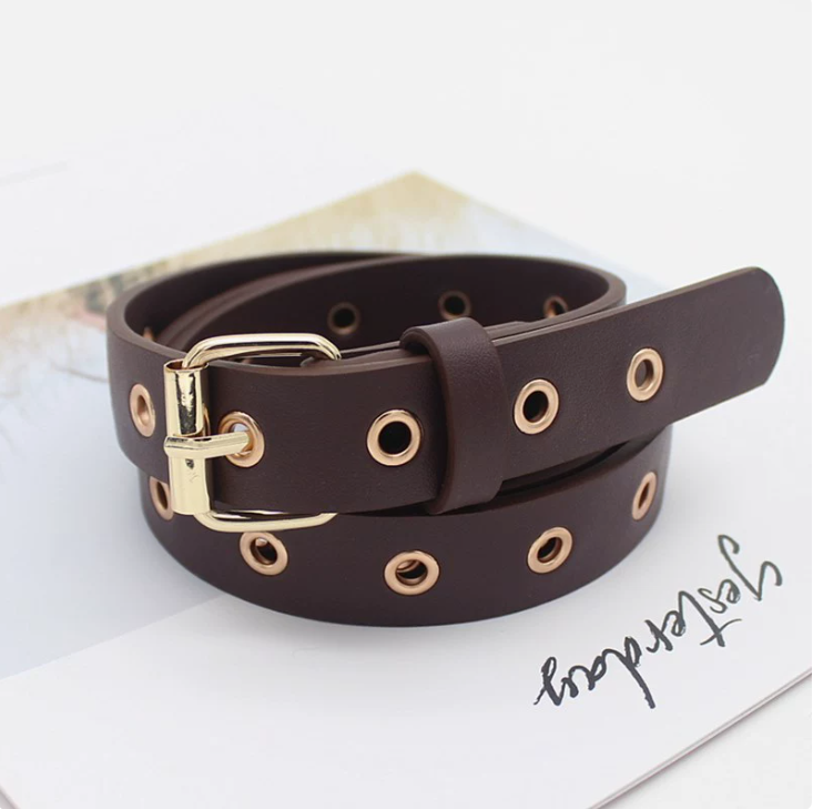 Genuine Leather Decorative Belt with Holes for Sweaters