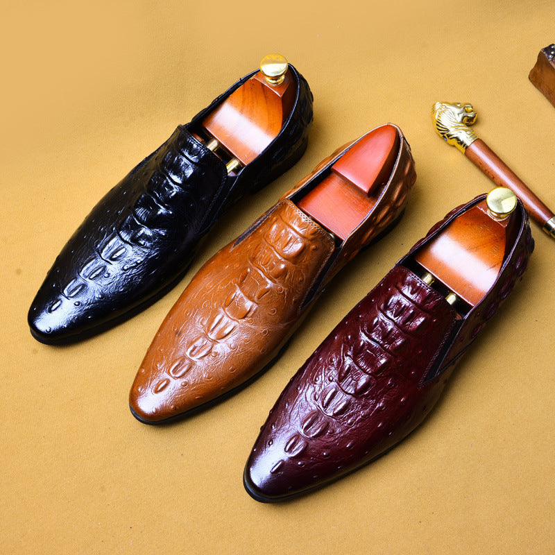 Men's Leather asual business breathable crocodile pattern trendy men's shoes