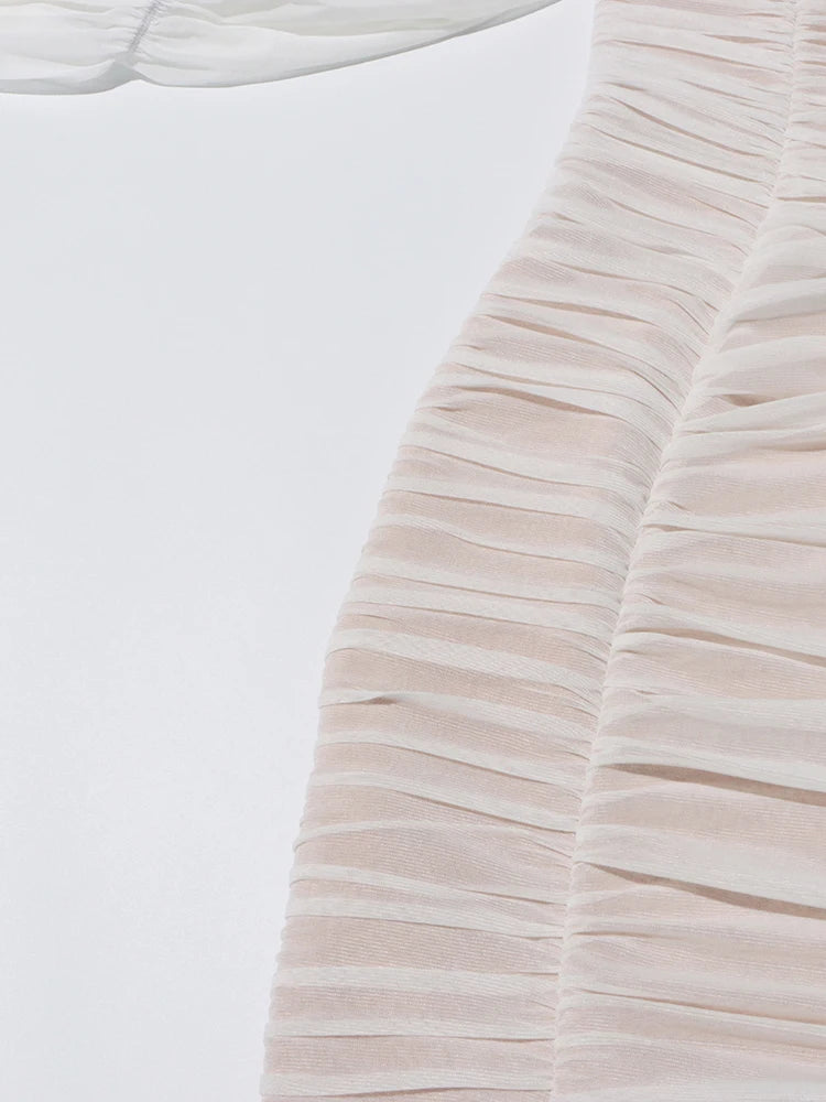Solid Spliced Folds Elegant Dresses For Women Strapless Long Sleeve Off Shoulder High Waist Split Slim Dress Female