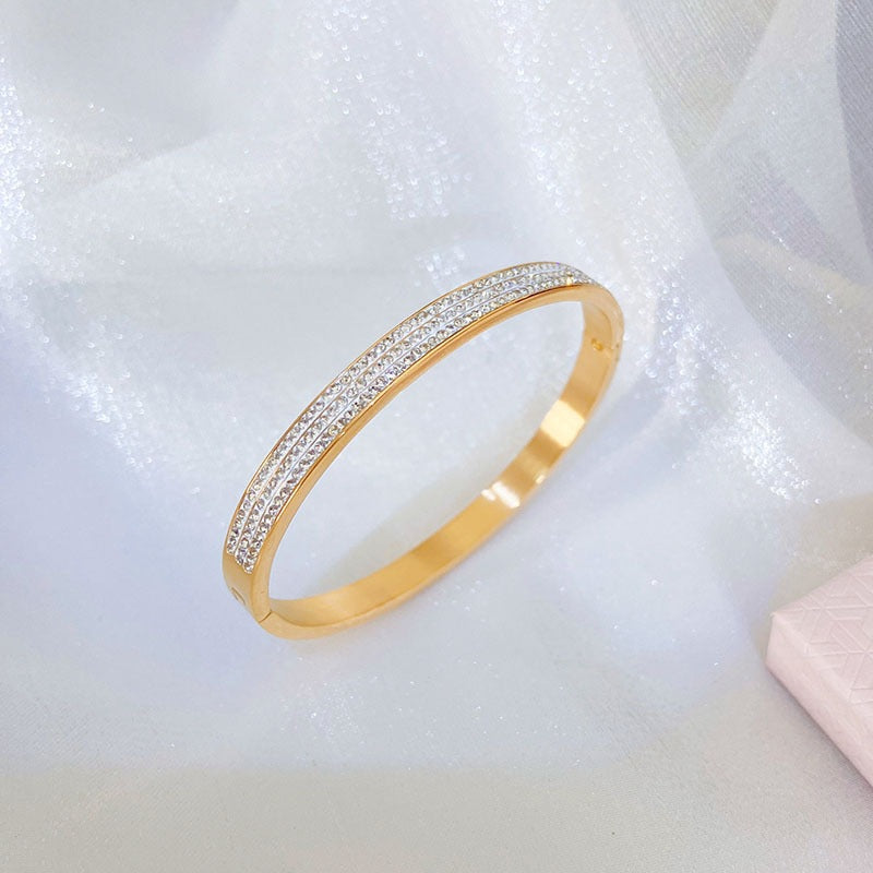 Korean Style Titanium Steel Triple Row Bracelet for Women