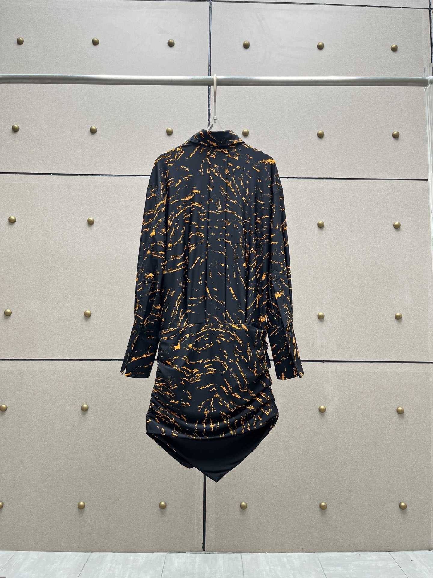 Elegant Temperament Print  Long Sleeve Shirt Dress