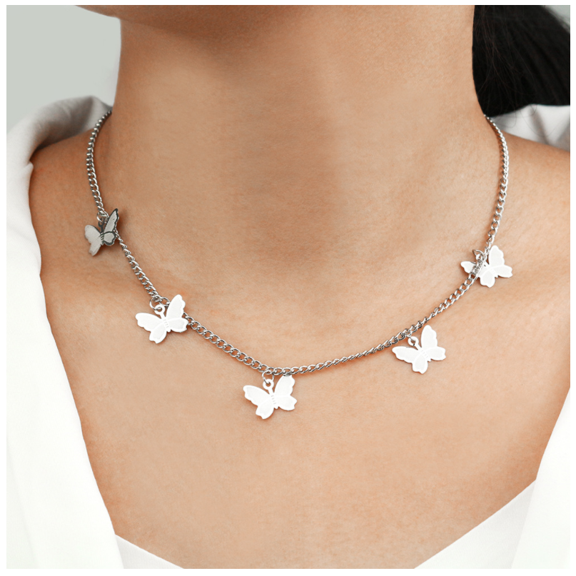 Elegant Alloy Butterfly Necklace with Sequins for Women