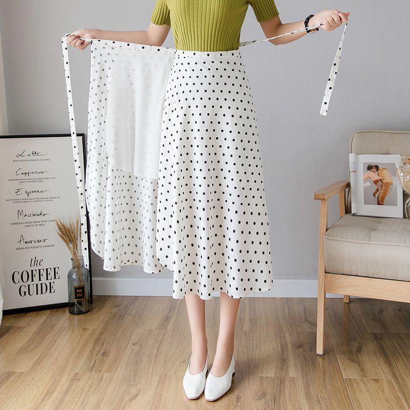 High Waist Chiffon A-Line Skirt with Lining