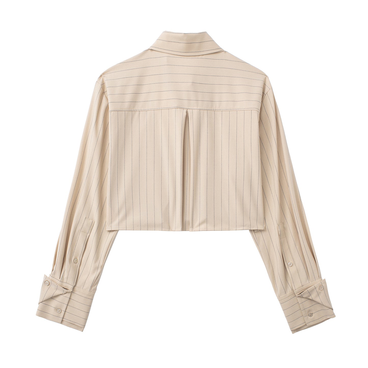 Women Fashion With Pocket Pinstripe Crop Shirts Vintage Long Sleeve Front Button Female Blouses Blusas Chic Tops