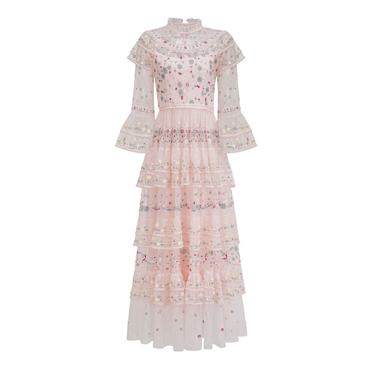 Elegant Tiered Hem Long Evening Dress