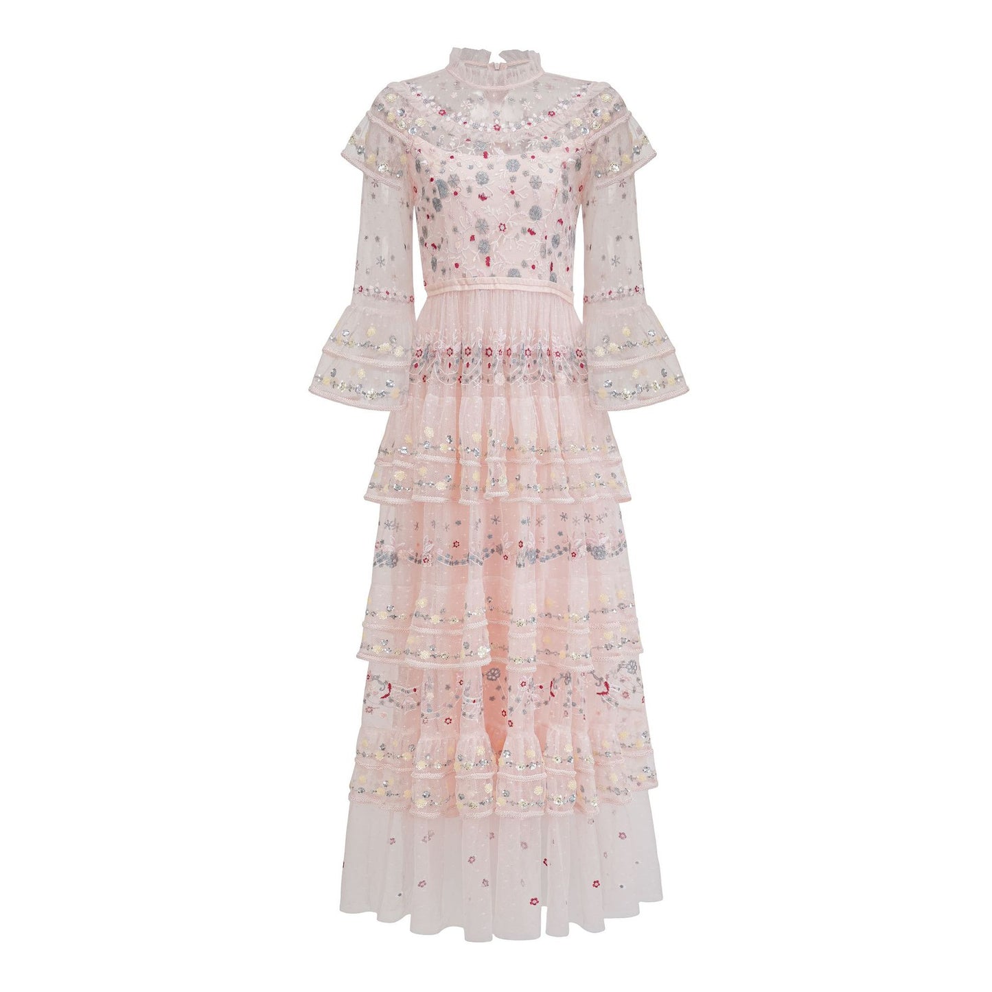 Elegant Tiered Hem Long Evening Dress