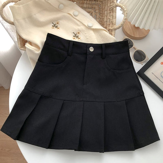 Korean style High-Waisted A-Line Pleated Skirt