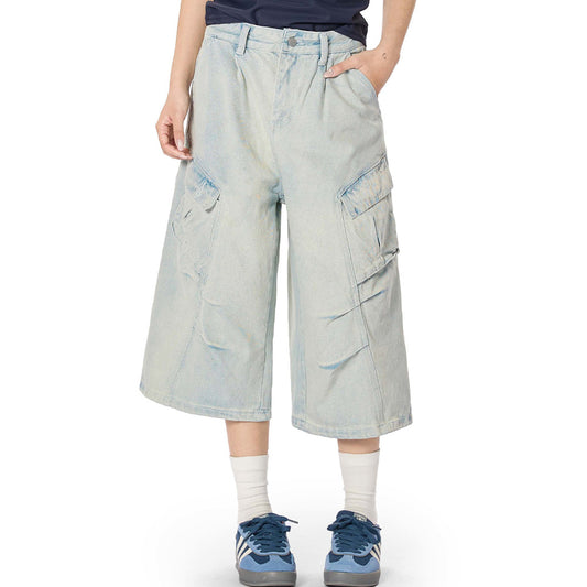 Workwear denim cropped pants