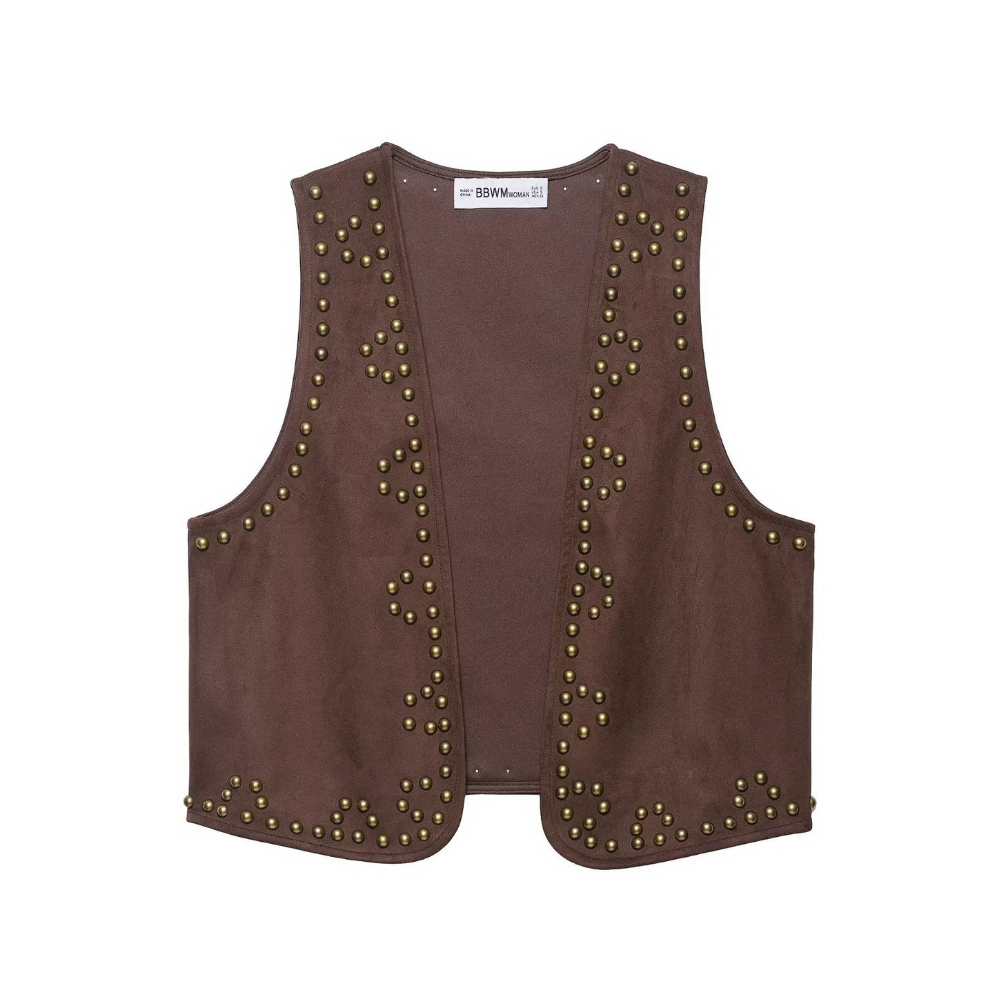 Rivet suede effect vest+shorts set