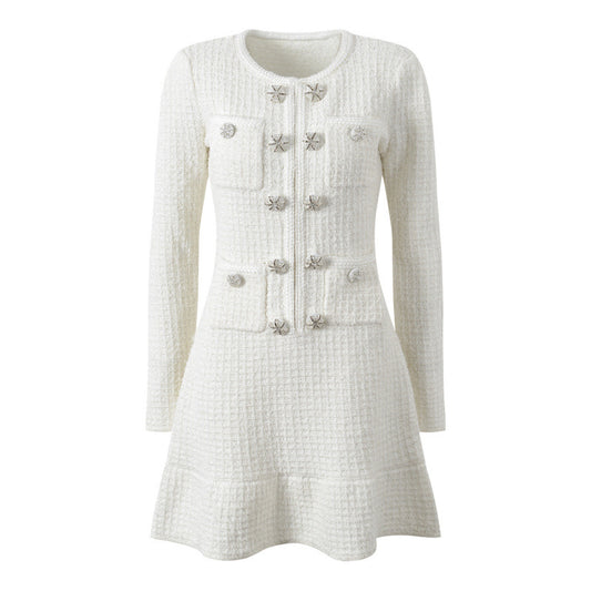 Designer Double breasted  long sleeved dress