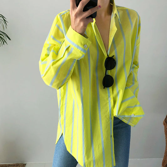 SuperAen Spring Autumn New Striped Long-Sleeve Shirt Female Korean Style Cotton Women Blouses and Tops Fashion