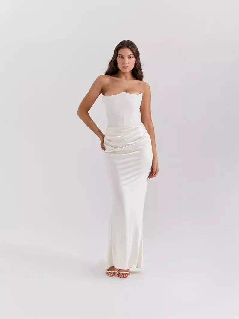 Style Women's Fashion Strapless Sexy Backless Fitted Evening Dress