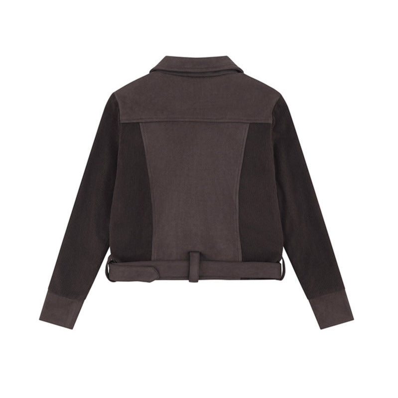 Suede patchwork motorcycle jacket