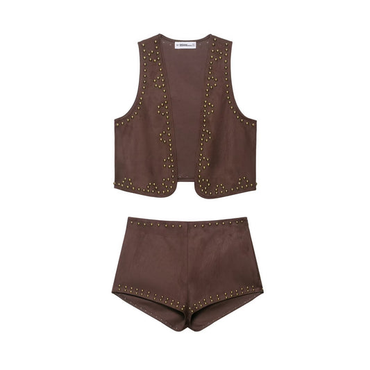 Suede studded coord set
