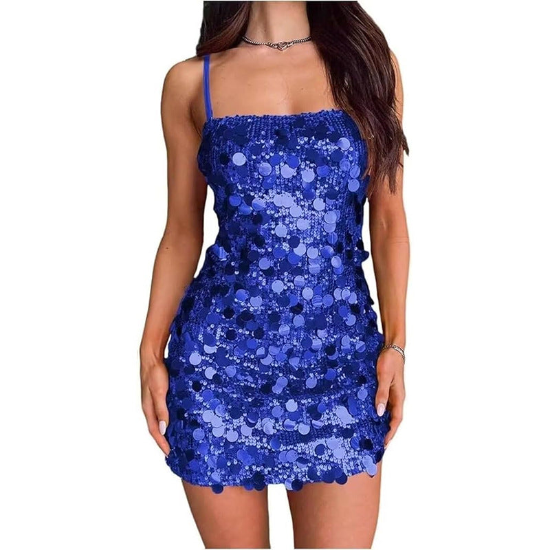 Fashionable Sequin Strapless Dress with Backless Design, Short Bodycon Silhouette for Party and Evening Events