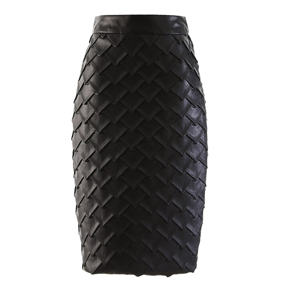 A Line Patchwork Leather Skirts