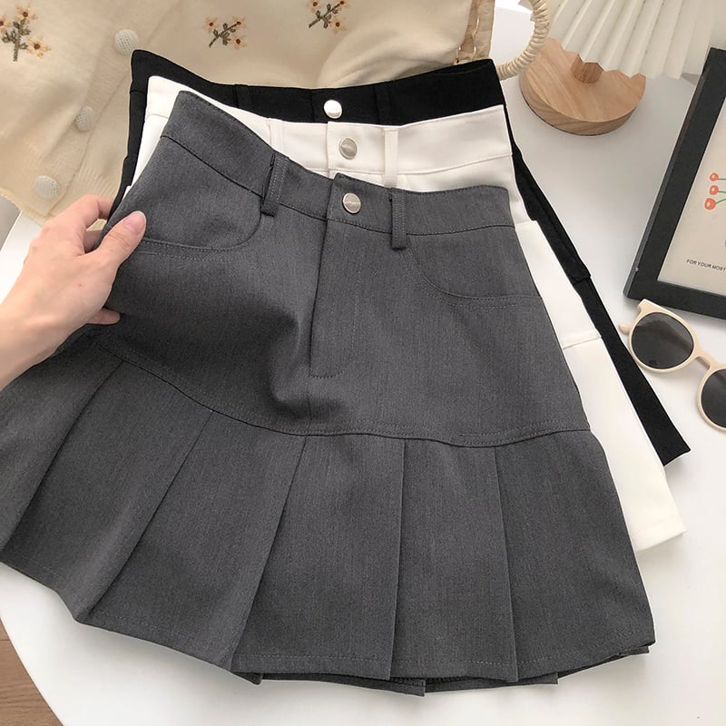 High-Waisted A-Line Pleated Skirt for Women