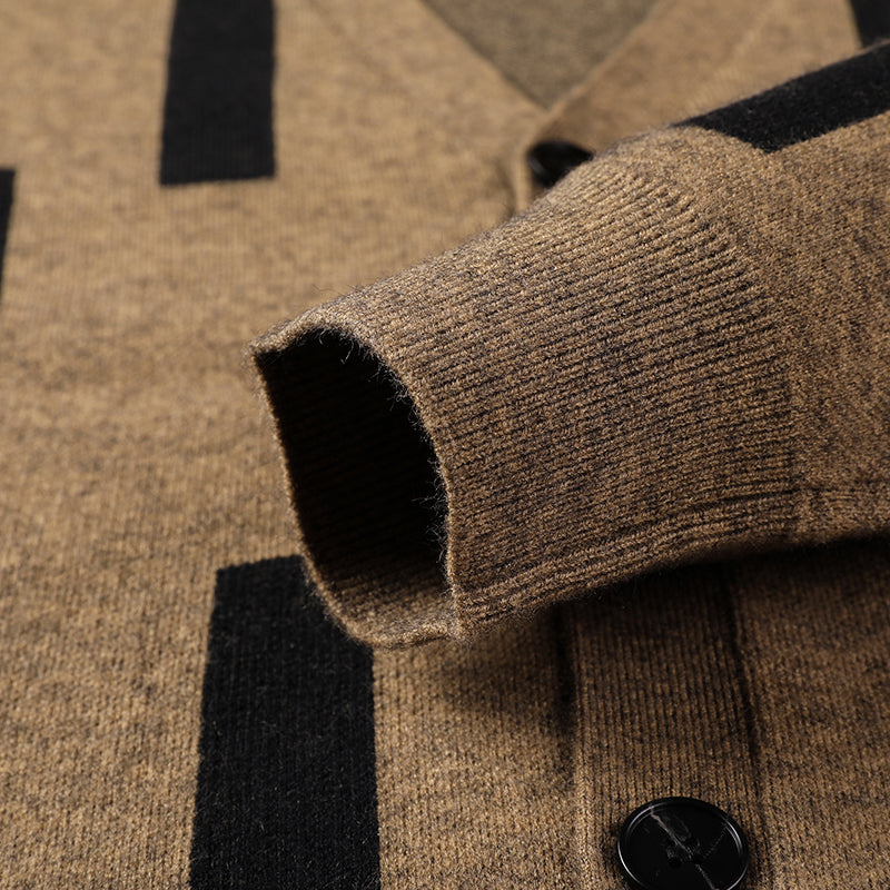 Korean Graphic Knit Cardigan for Men - Casual Sweater