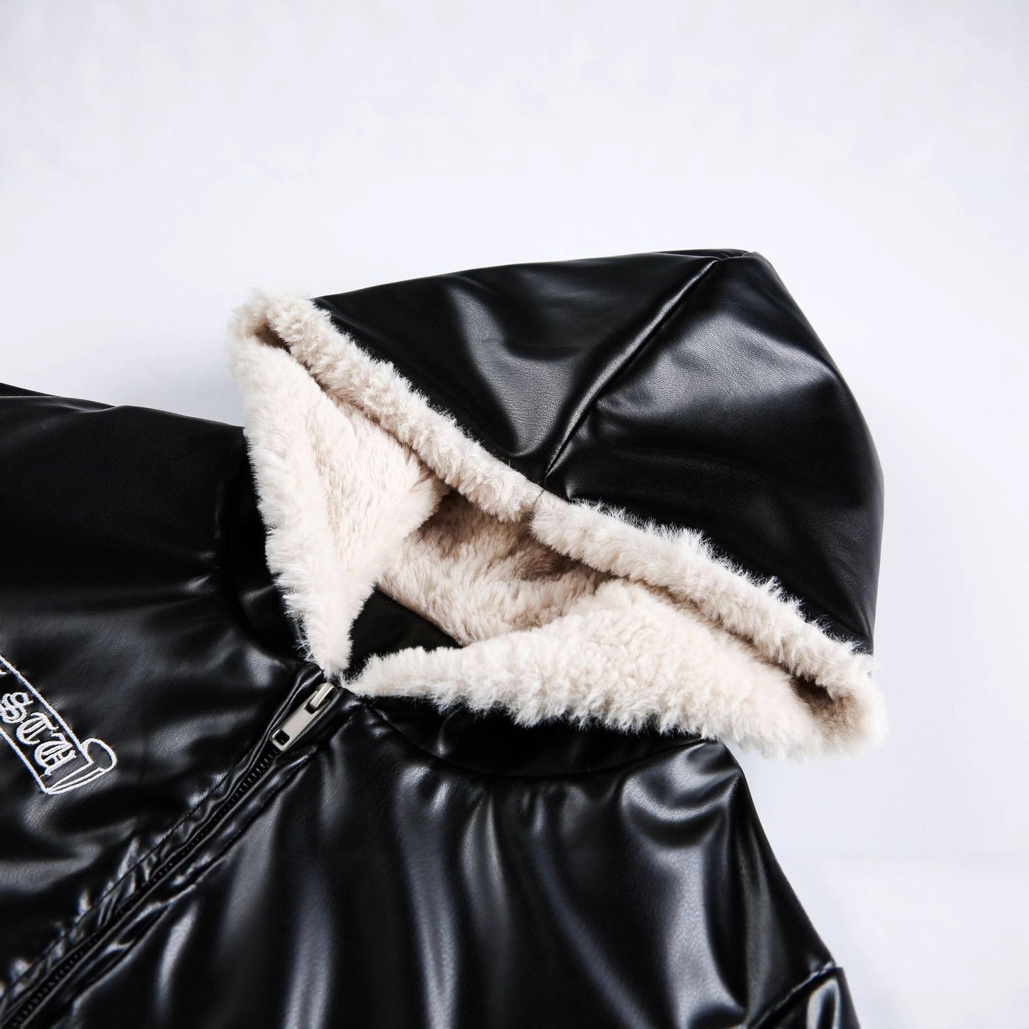 Motorcycle style cross leather jacket cotton coat