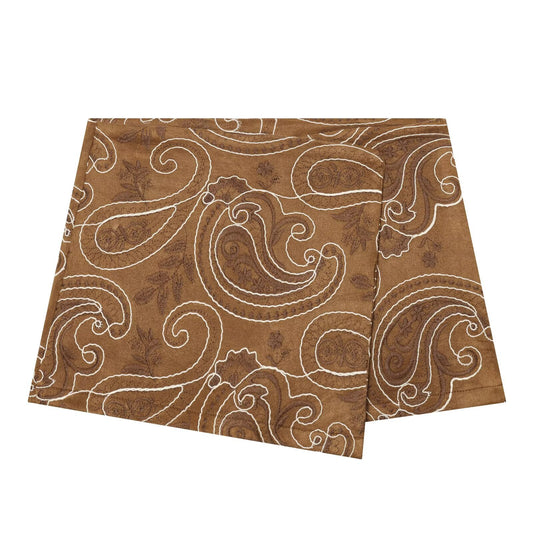 Embroidery suede leather skort