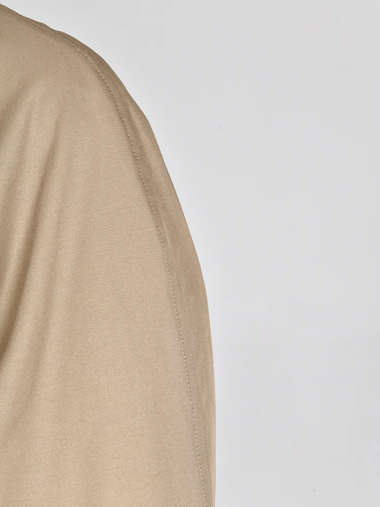 Camel Pu Leather Spliced Big Size Trench Women New Lapel Long Sleeve Windbreaker Fashion Tide Spring Autumn