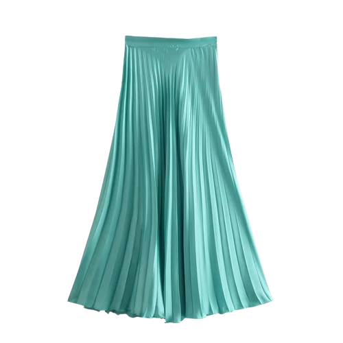 Silk Satin Pleated Skirt Tops Set
