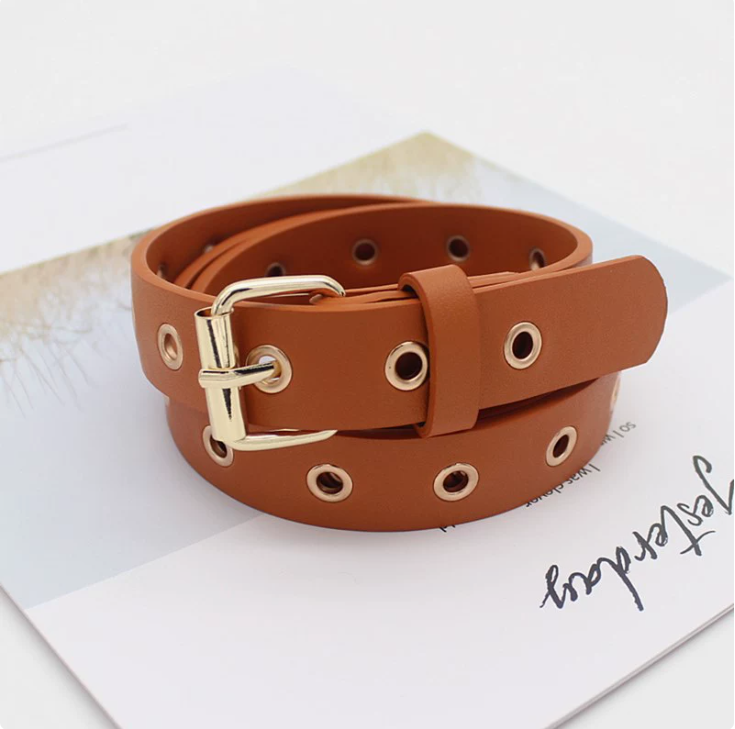 Genuine Leather Decorative Belt with Holes for Sweaters