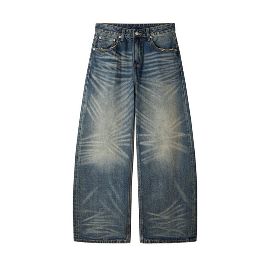 Used washed denim jeans