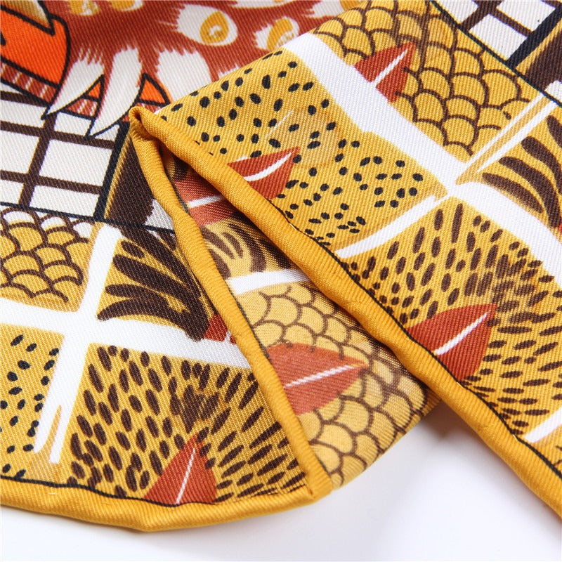 Twill silk square scarf animal kingdom print fashionable scarf
