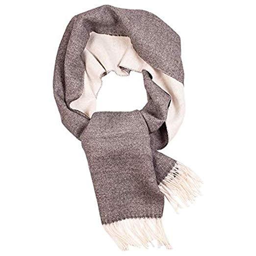 Alpaca wool grey-white double sided scarf