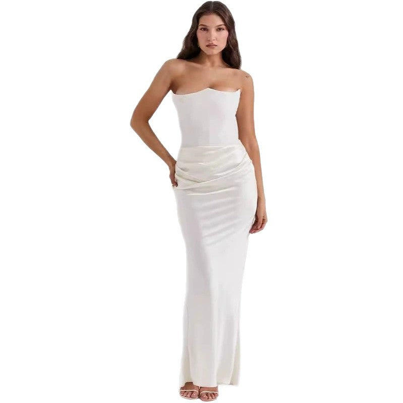 Style Women's Fashion Strapless Sexy Backless Fitted Evening Dress