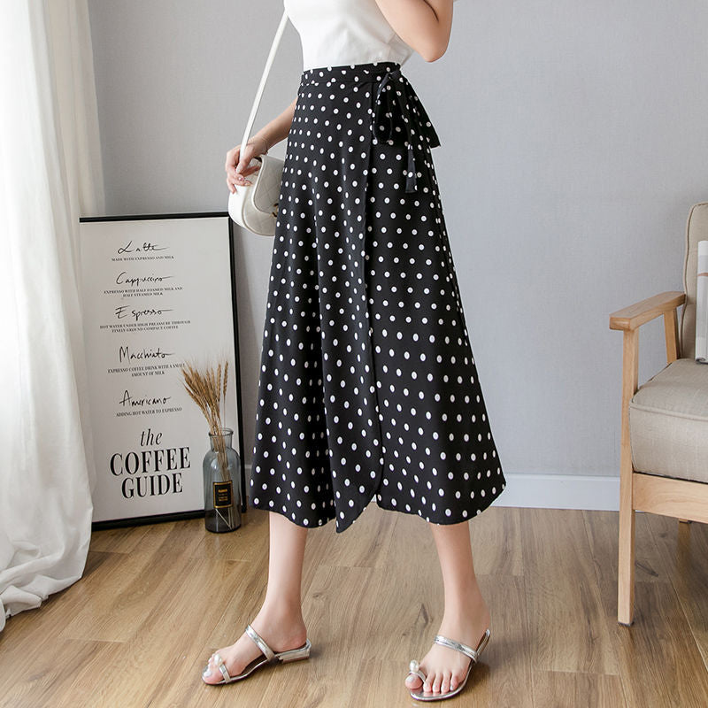 High Waist Chiffon A-Line Skirt with Lining