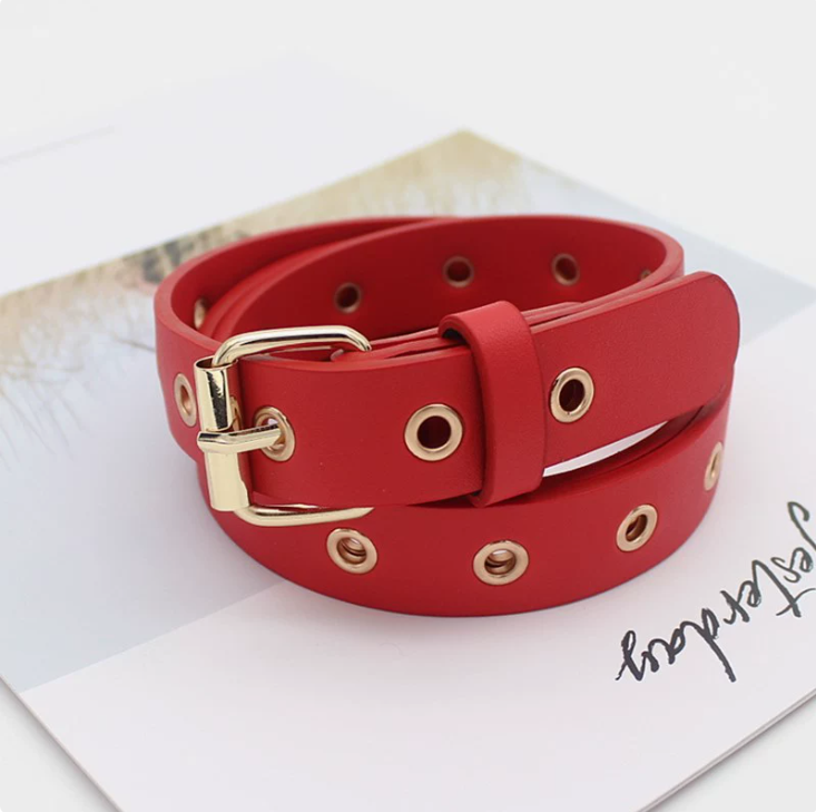 Genuine Leather Decorative Belt with Holes for Sweaters