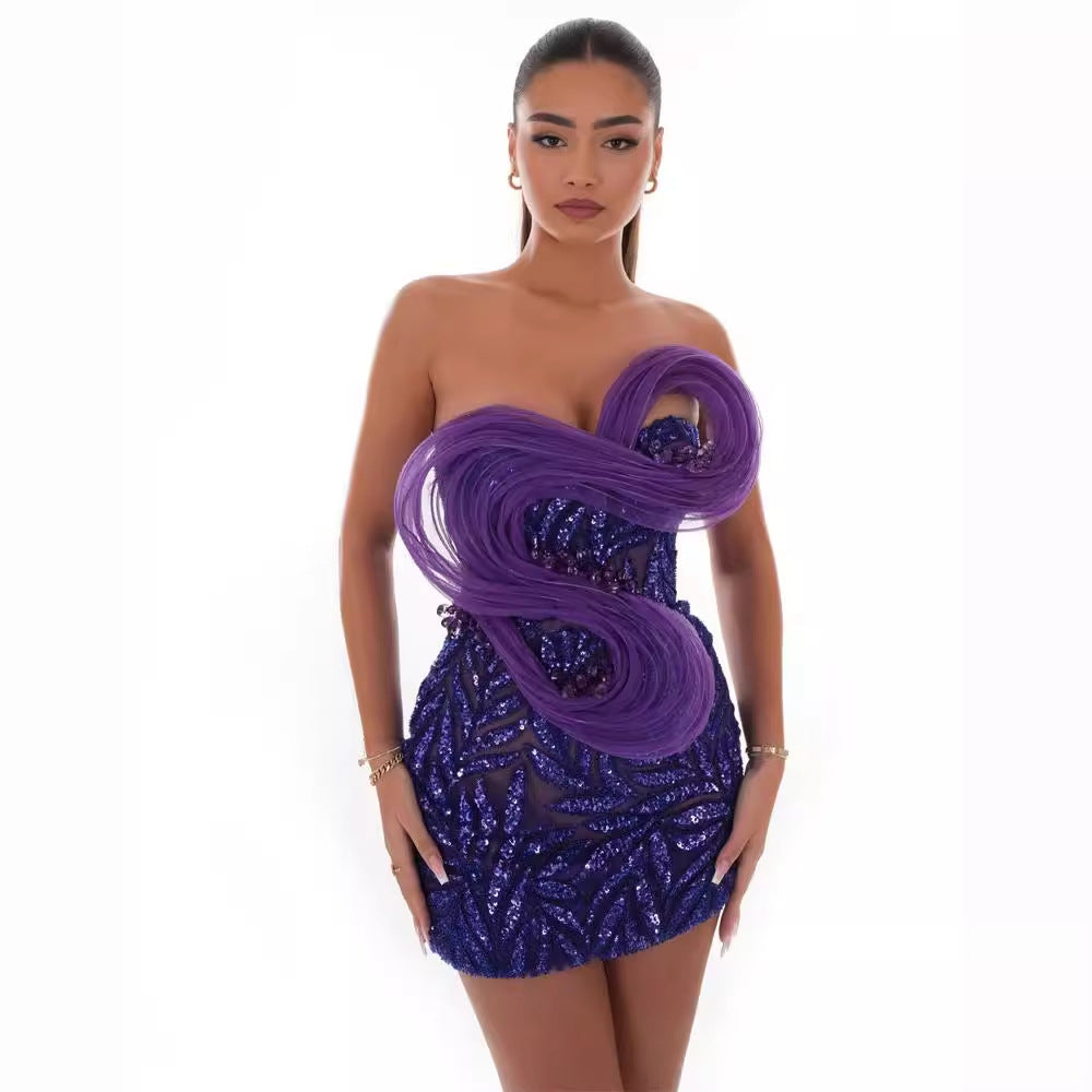 Sequin purple mini  Party dress