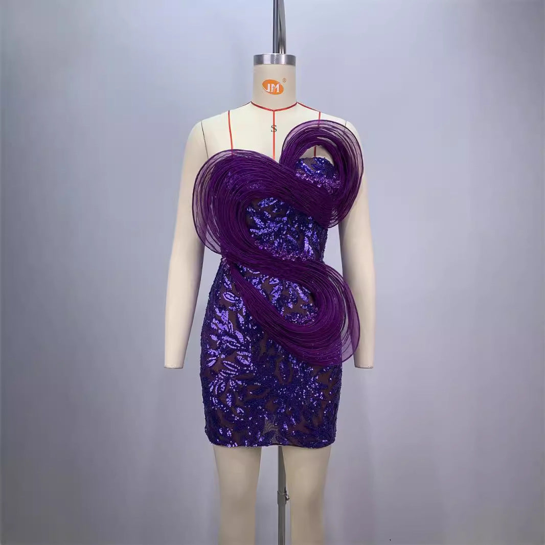 Sequin purple mini  Party dress