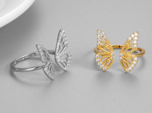 S925 Silver Butterfly Ring with Adjustable Design