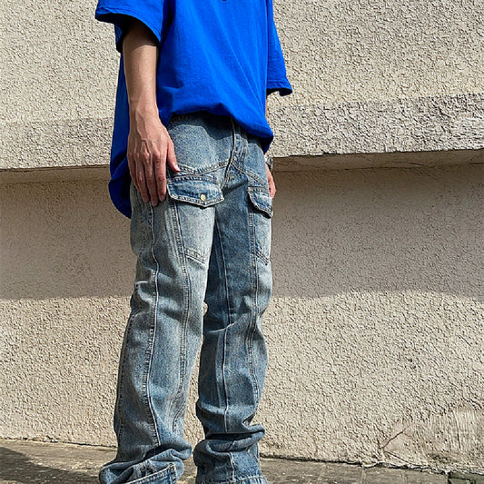 Men's Black Loose Fit Straight Leg Jeans
