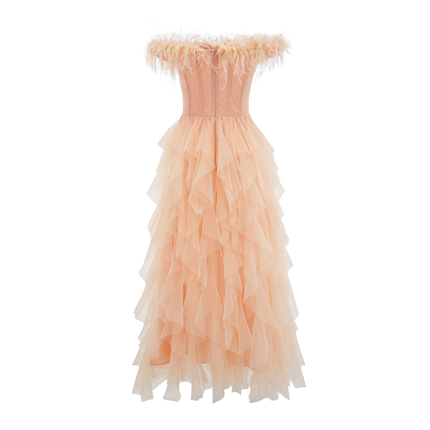 Evening Dress Women's One-Shoulder Strapless Dress Fashionable Sexy Backless Fluffy Long Dress