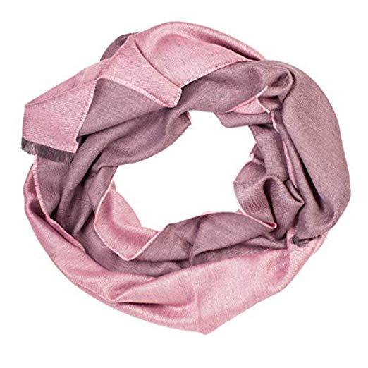 Alpaca wool and silk double face pink shawl