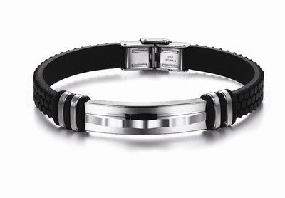 Men's Korean Style Titanium Steel Leather Bracelet