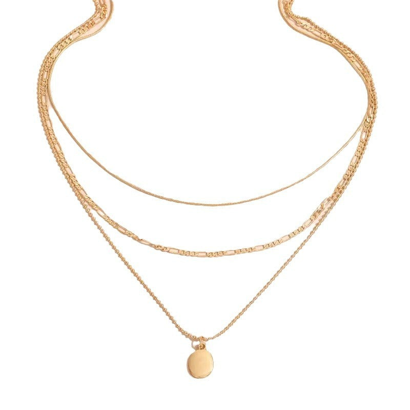 Vintage Metal Oval Pendant Necklace