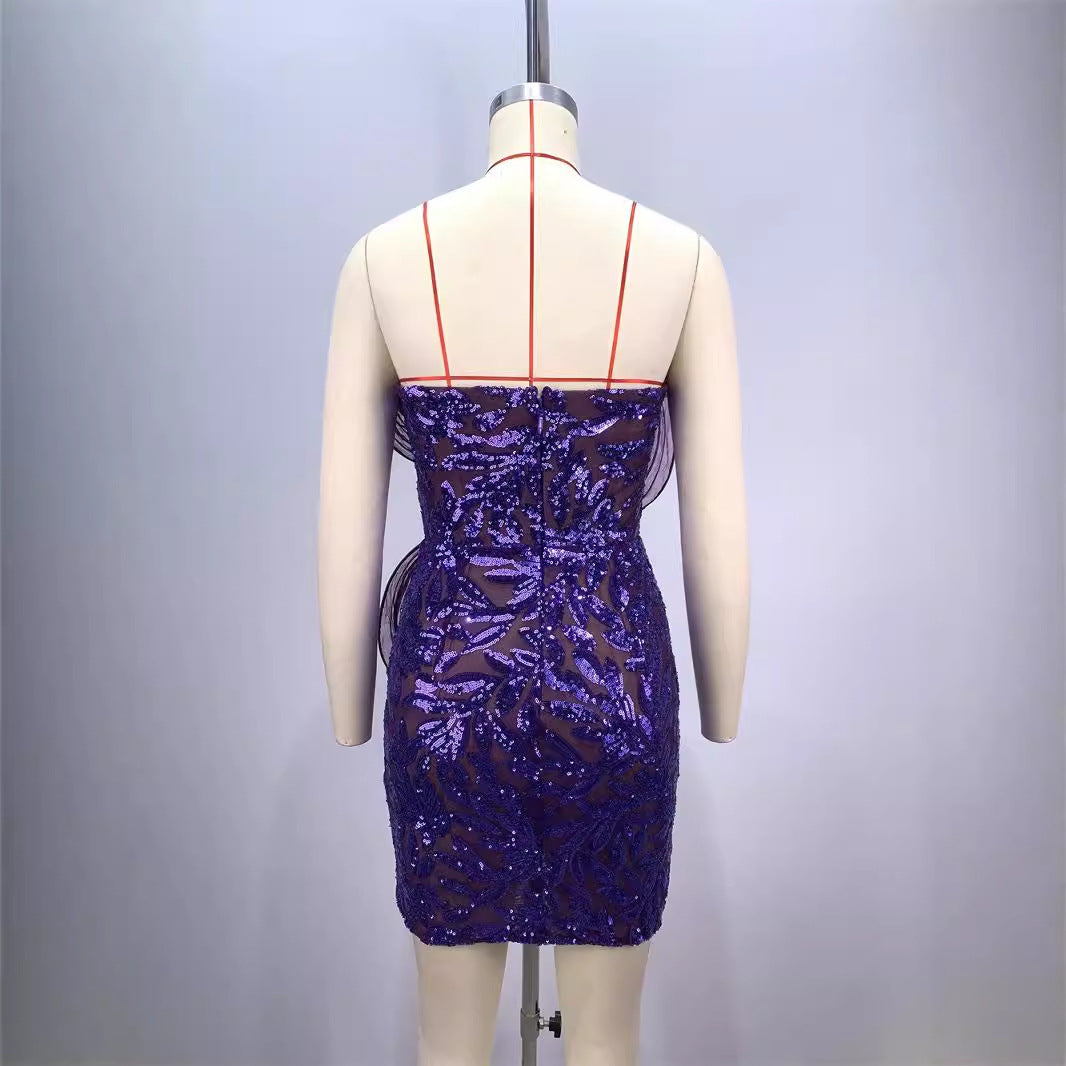 Sequin purple mini  Party dress