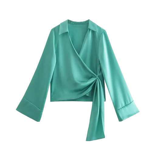 Silk Satin Pleated Skirt Tops Set