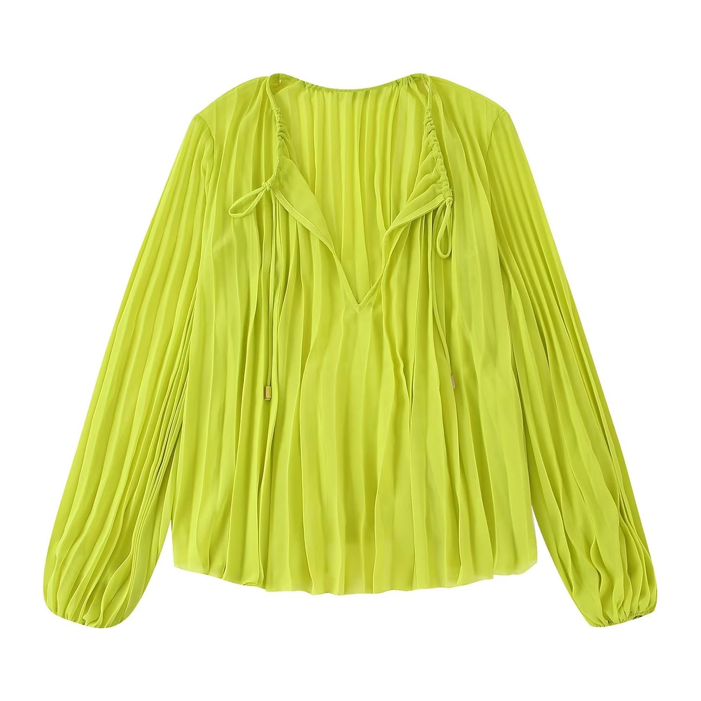 Fashion Women Pleated Blouses Autumn Casual O-neck Loose Tops Vintage Fashion Oversize Long Sleeve T-Shirts