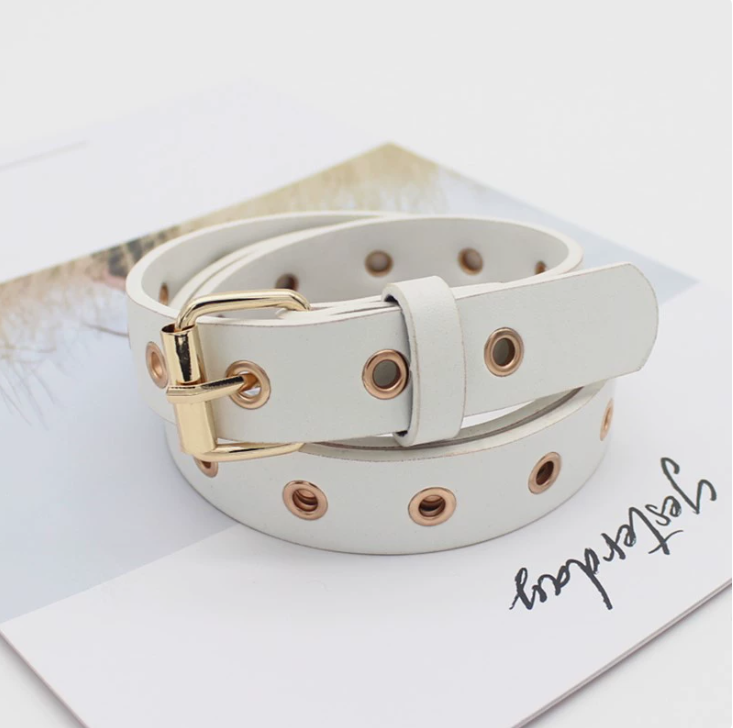 Genuine Leather Decorative Belt with Holes for Sweaters