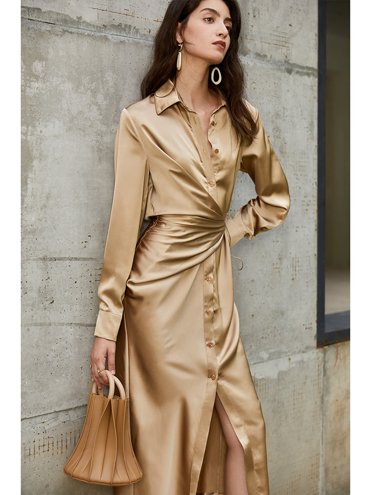 Fashion Designer Bandage Long Sleeve Dresses For Women Single Breasted Slim Maxi Dress