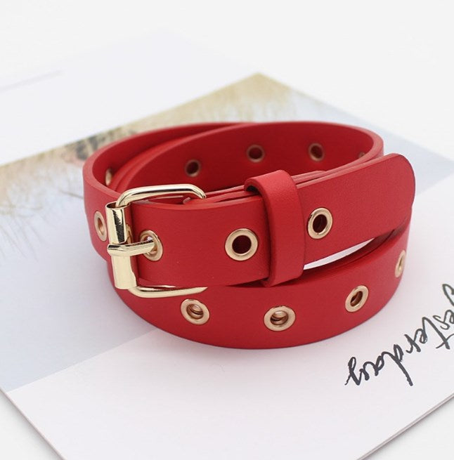 Genuine Leather Decorative Belt with Holes for Sweaters