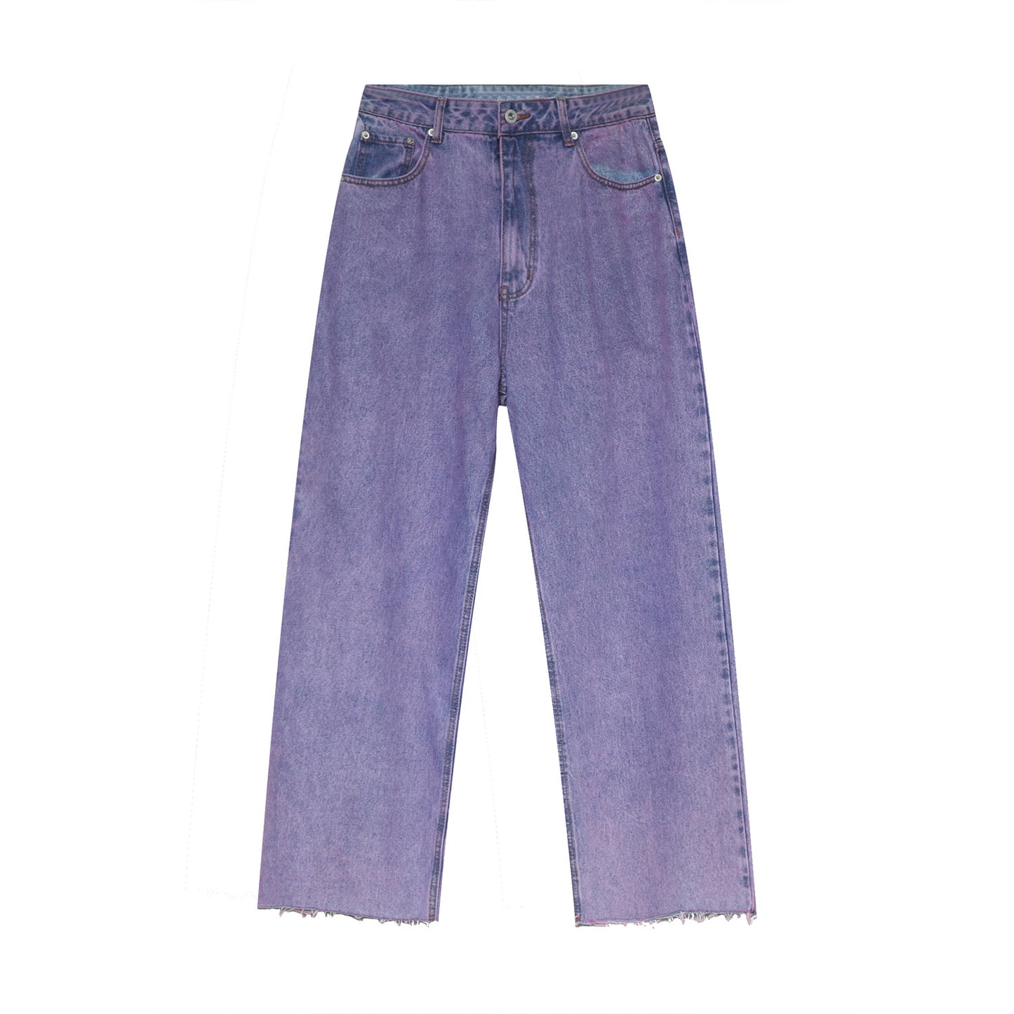 Men's Raw Edge Straight Leg Loose Fit Jeans